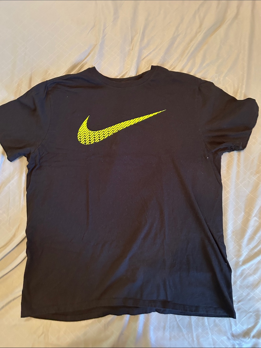 Nike Black T-Shirt with Neon Yellow Swoosh Logo